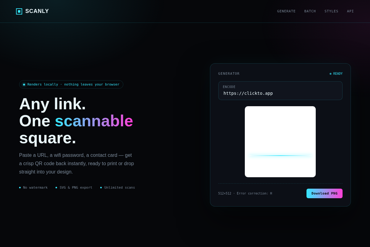 QR Code Generator, built with clickto
