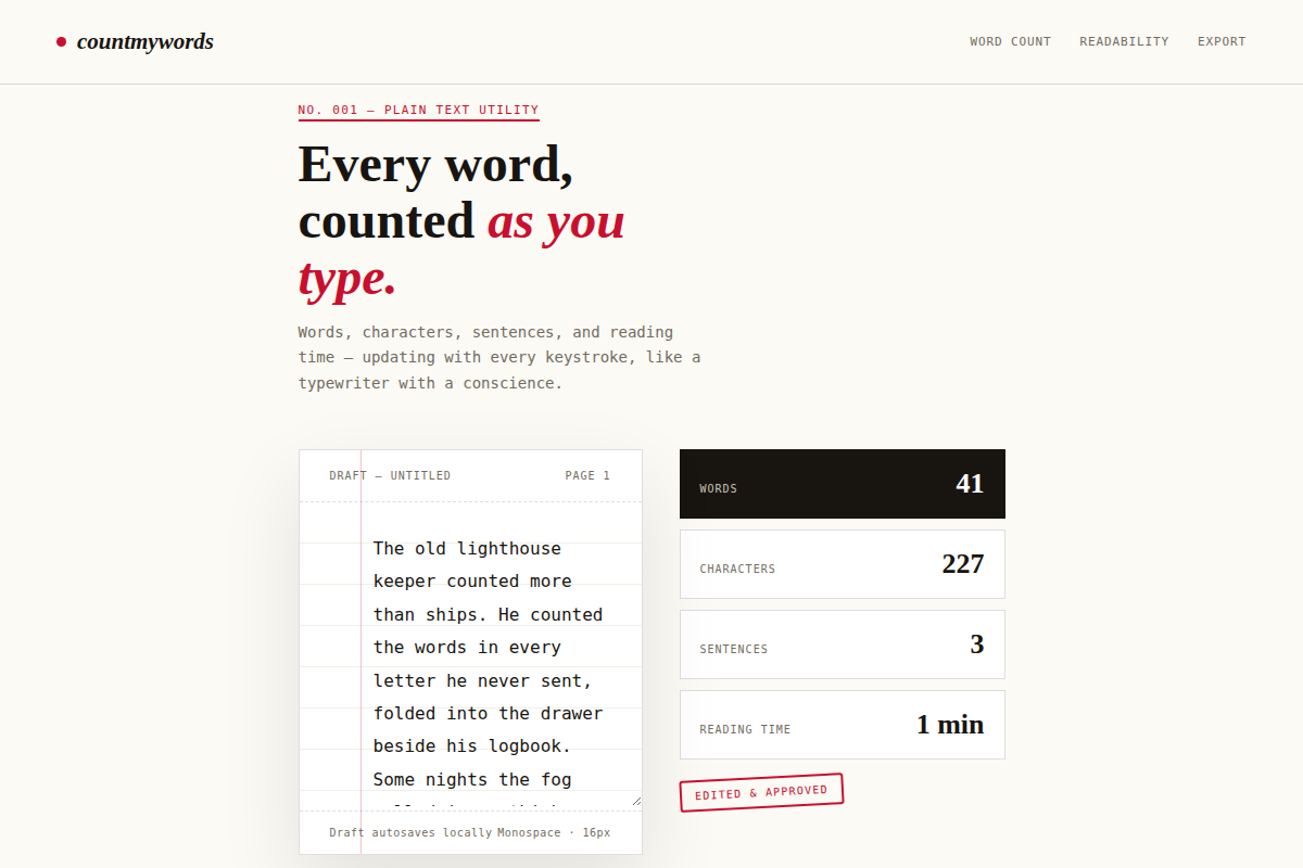 Word Counter, built with clickto